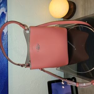COACH 91122 LEATHER TOWN BUCKET BAG TANGERINE TAUP